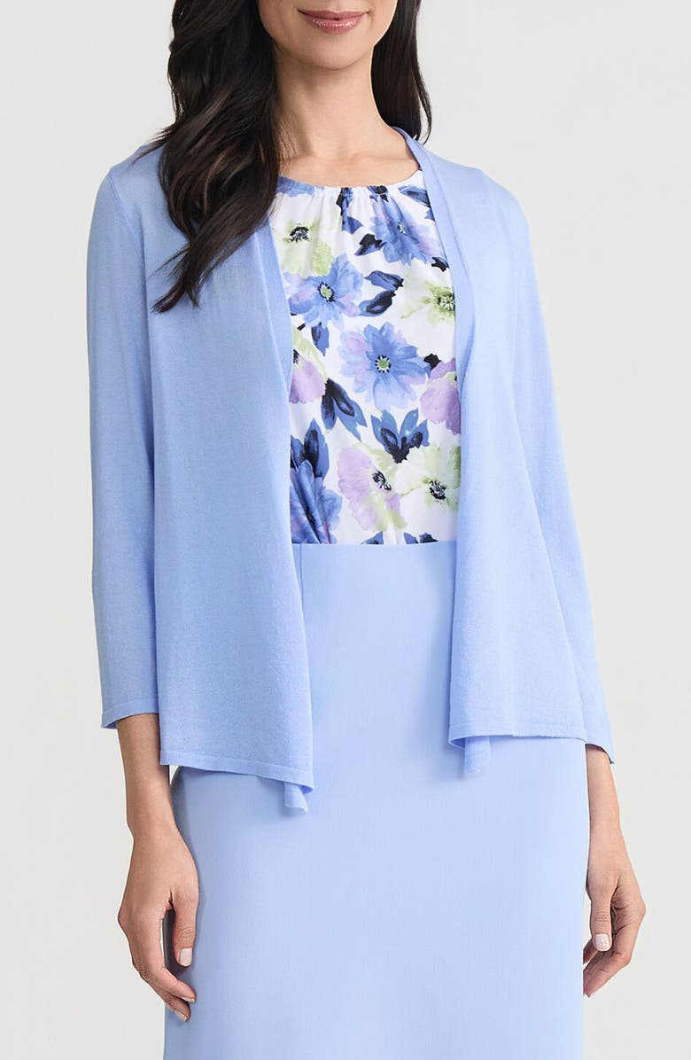 KASPER Self Edge Open Front Cardigan, Main, color, Paris Bleu