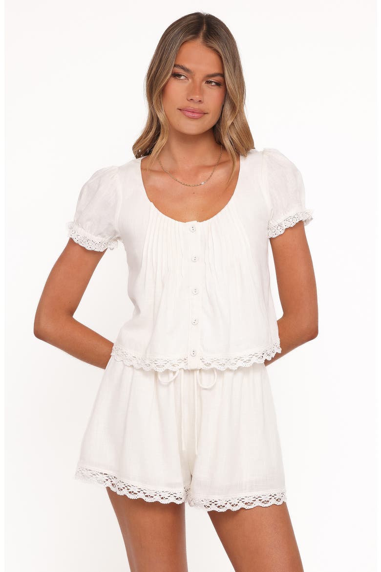 Elara Woven Shirt & Shorts, Alternate, color, WHITE