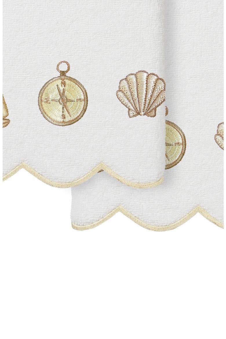 Sea Joy Scallop Pack of 2 Hand Towels, Alternate, color, WHITE/ BEIGE
