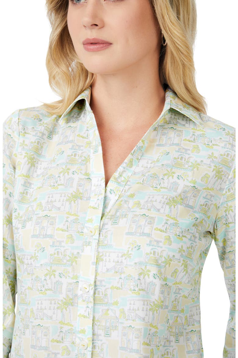 Meryl Coast to Coast Print Cotton Button-Up Shirt, Alternate, color, SEA MIST