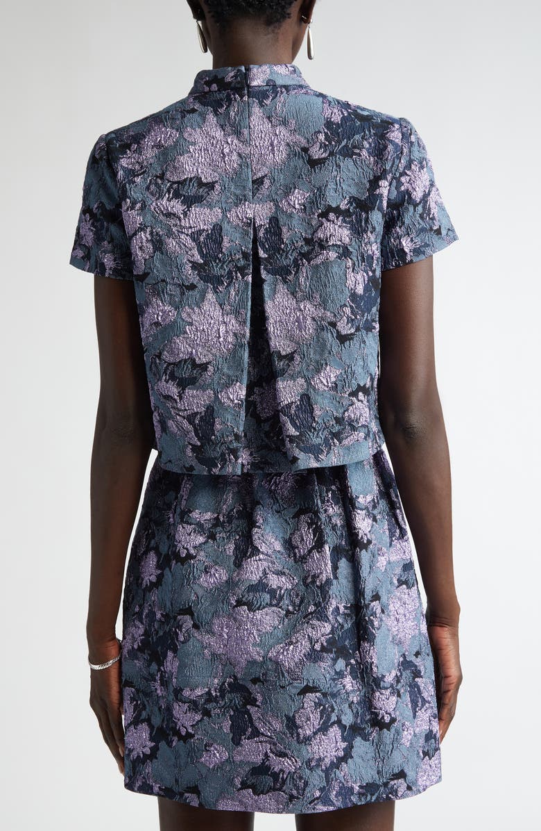 ST. JOHN Floral Metallic Jacquard Button-Up Shirt, Alternate, color, Midnight Lurex Multi