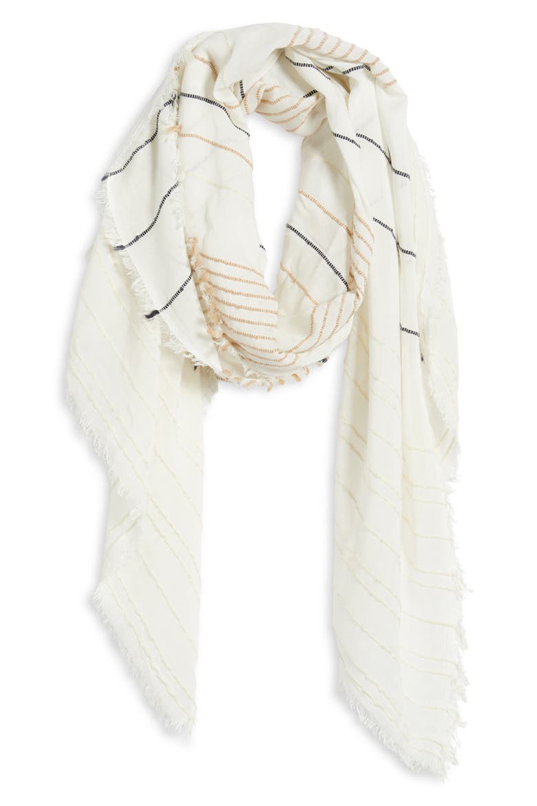 Striped Long Scarf, Alternate, color, IVORY MULTI