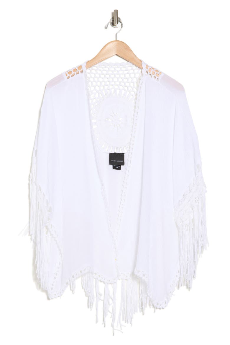Crochet Fringe Cardigan, Alternate, color, WHITE