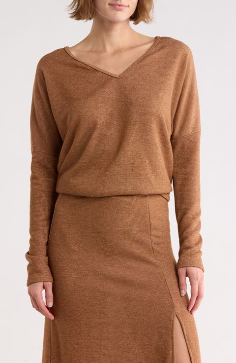 V-Neck Dolman Sleeve Sweater