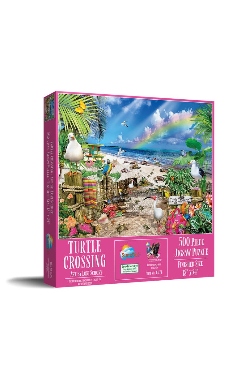 Sunsout Turtle Crossing 500 piece Jigsaw Puzzle for Adults, Main, color, Multicolor