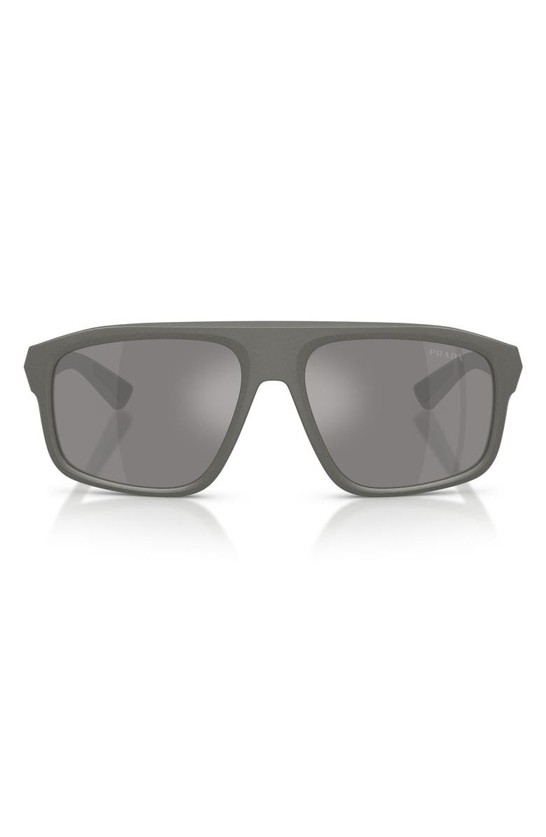 Prada Linea Rossa 59mm Shield Sunglasses, Main, color, Metal Grey / Grey Silver