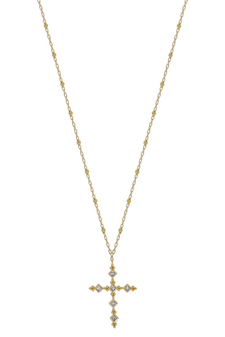 Mykonos Cross Pendant Necklace, Main, color, 18K YELLOW GOLD