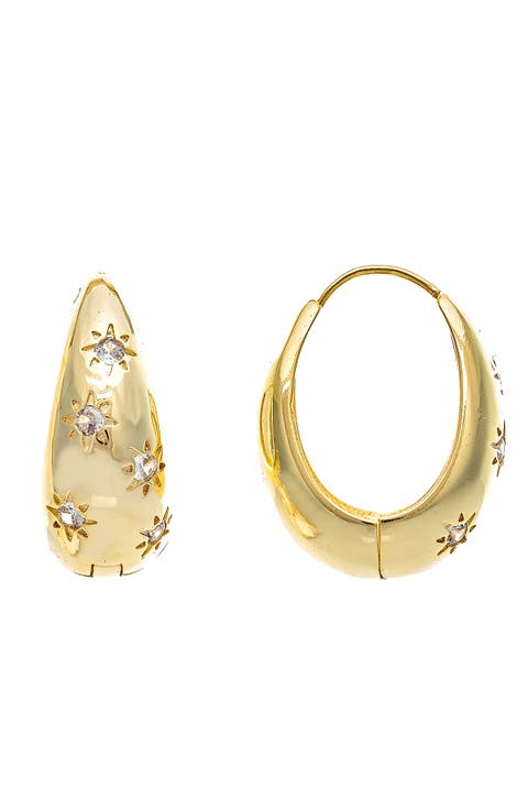 Cubic Zirconia Starburst Graduated Huggie Hoop Earrings