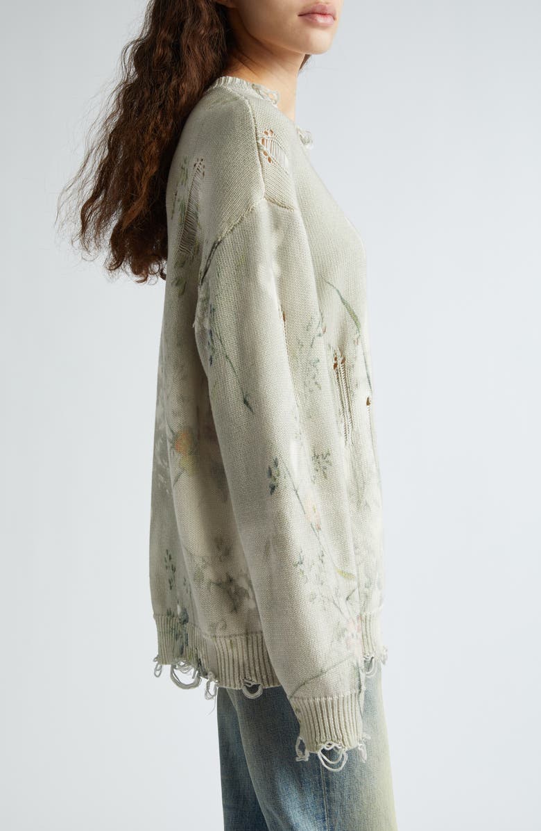 R13 Floral Distressed Cotton Sweater, Alternate, color, 