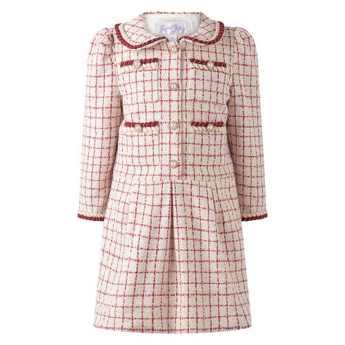 Rachel Riley Check Tweed Dress In Neutral