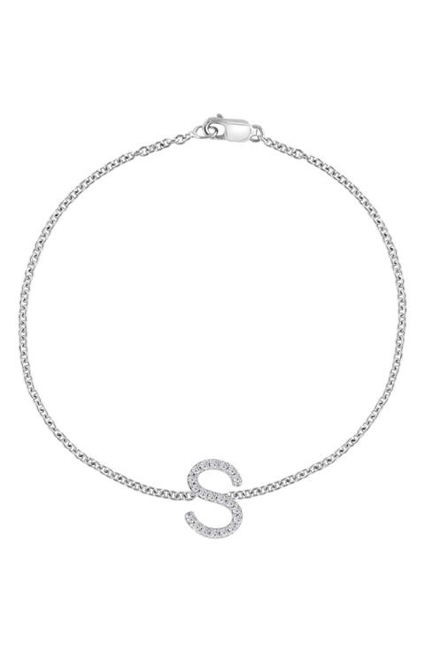 Sterling Silver Diamond Initial Bracelet - 0.15 ctw