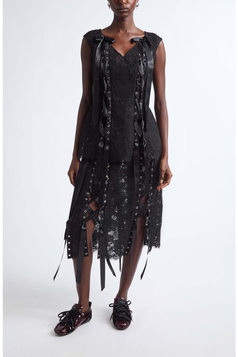 Unraveling Ribbon Portrait Top, Alternate, color, BLACK