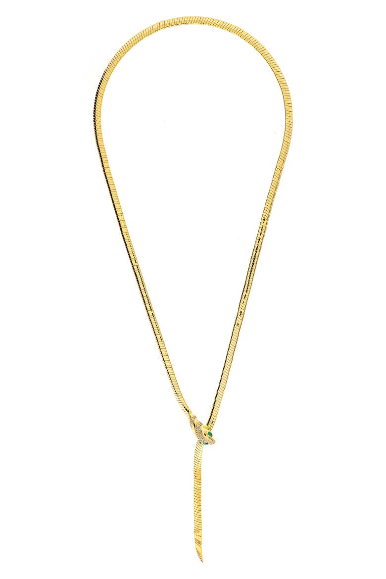 Snake Lariat Necklace, Main, color, EMERALD