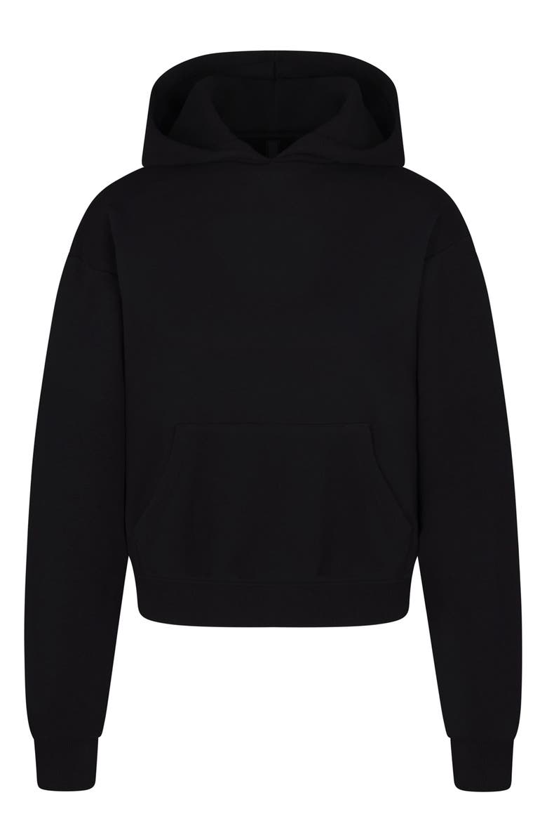 SKIMS Cotton Blend Fleece Classic Pullover Hoodie, Alternate, color, Onyx