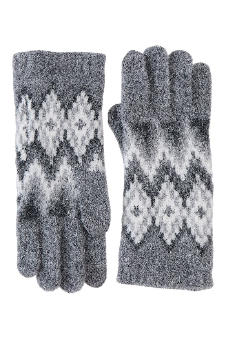 Tech Argyle Fair Isle Gloves, Main, color, CHARCOAL
