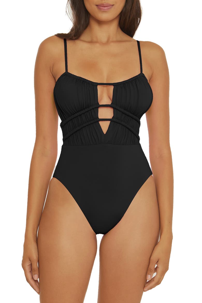 Color Code Santorini One-Piece Swimsuit, Main, color, BLACK