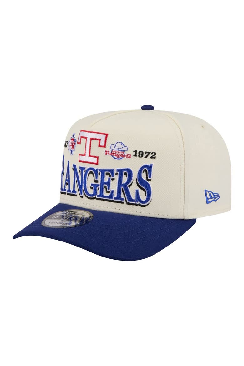 Men's New Era Cream Texas Rangers Throwback Tri-Hit A-Frame 9FIFTY Adjustable Hat, Main, color, Cream