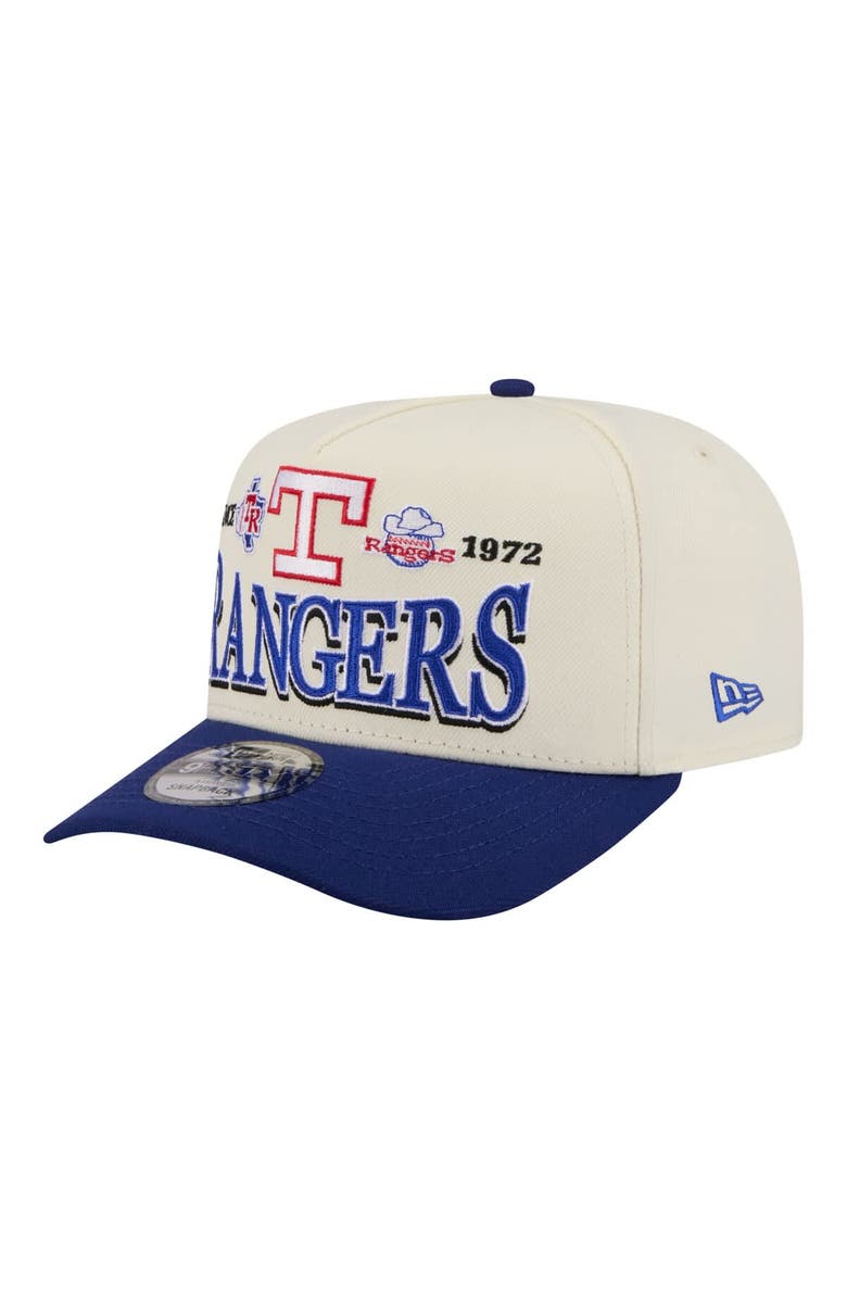 New Era Men's New Era Cream Texas Rangers Throwback Tri-Hit A-Frame 9FIFTY Adjustable Hat, Main, color, Cream