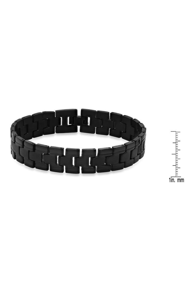 Men's Black Ion-Plated Stainless Steel Link Bracelet, Alternate, color, BLACK