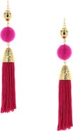 OLIVIA WELLES Ball & Tassel Drop Earrings