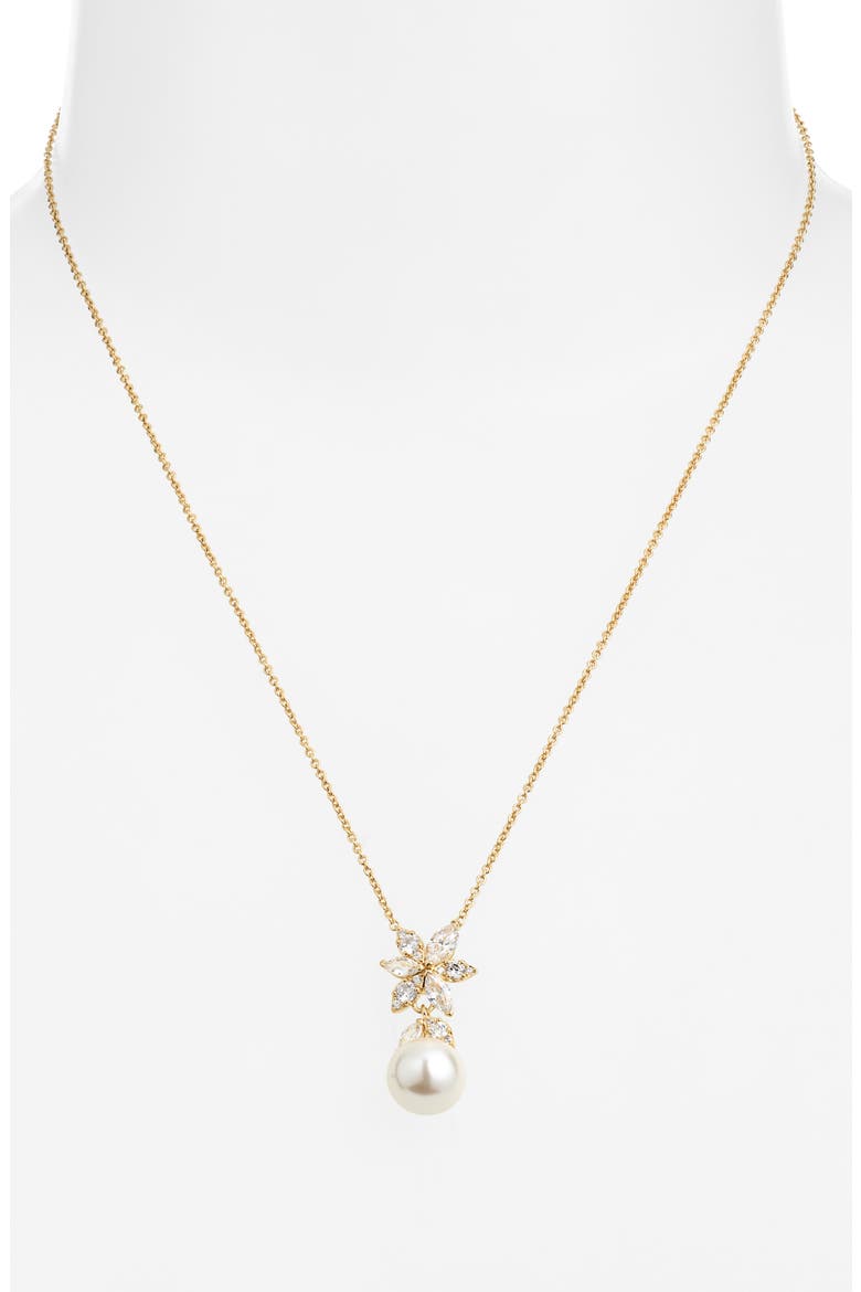Under the Sea Cubic Zirconia & Faux Pearl Pendant Necklace, Alternate, color, GOLD