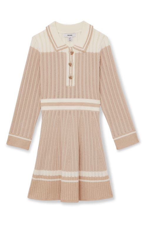 Reiss Kids' Long Sleeve Rib Sweater Dress in Pale Pink 