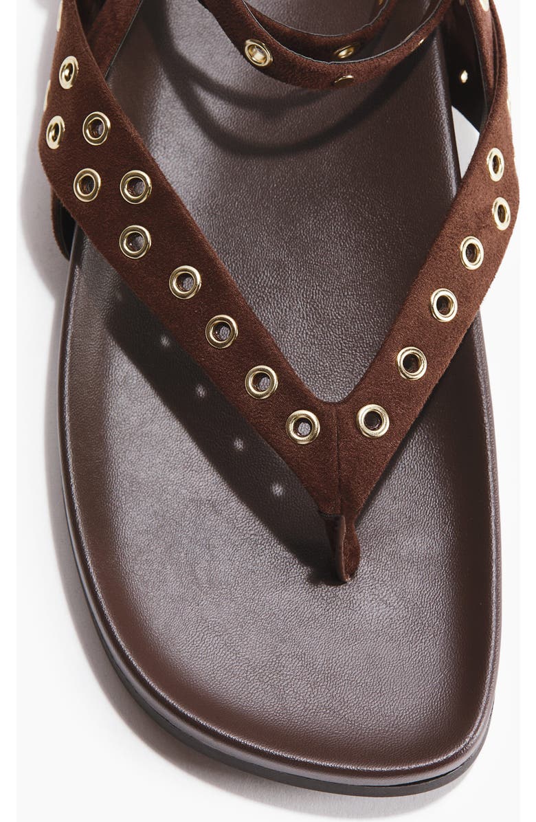 H&M Grommet-detail sandals, Alternate, color, Dark Brown