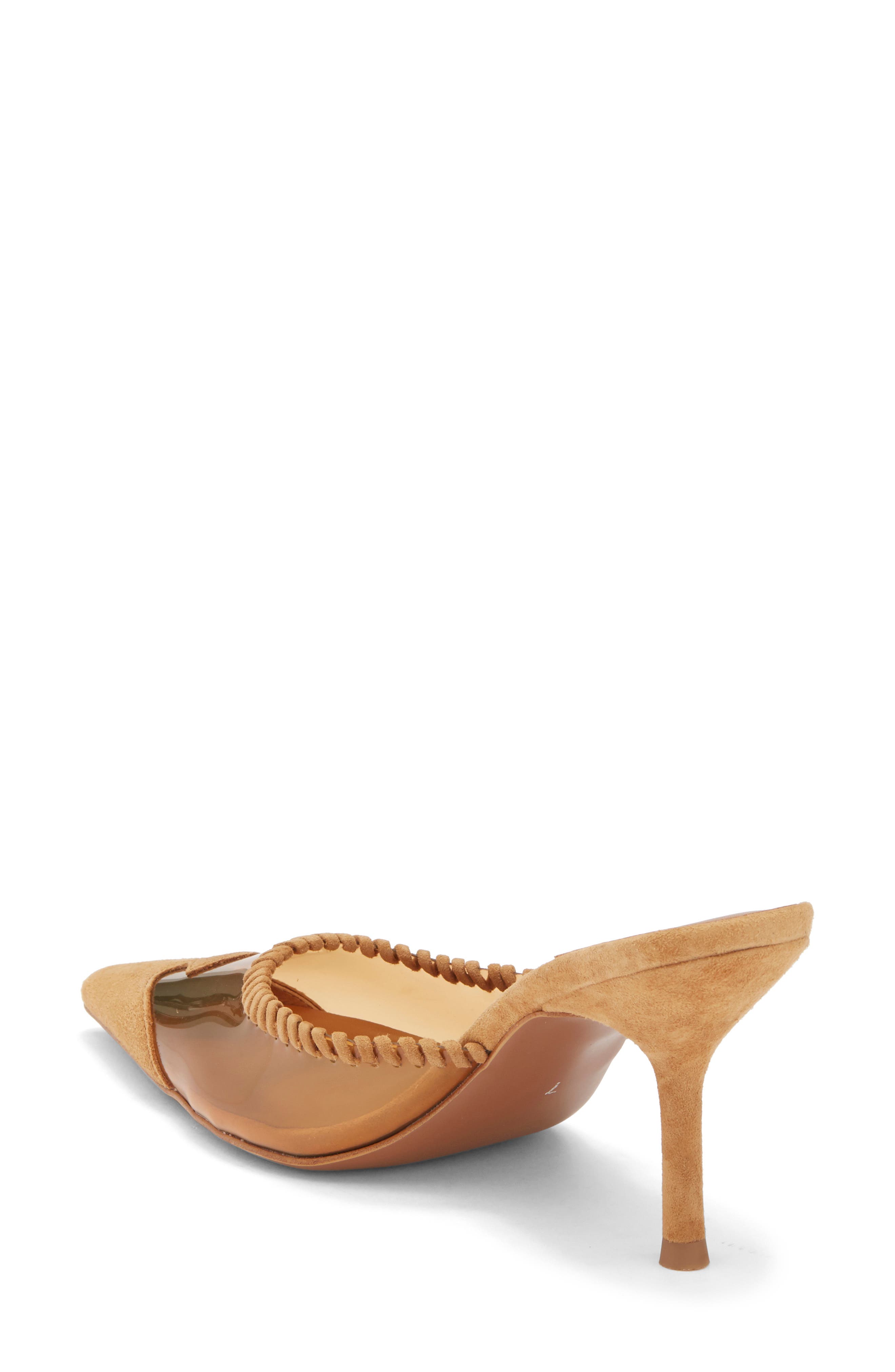 Jeffrey Campbell Partnerz Clear Cap Toe Mule, Alternate, color, Tan Suede Combo