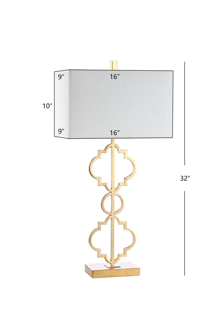 Selina Iron Ogee Trellis Modern LED USB Table Lamp, Alternate, color, Gold Leaf