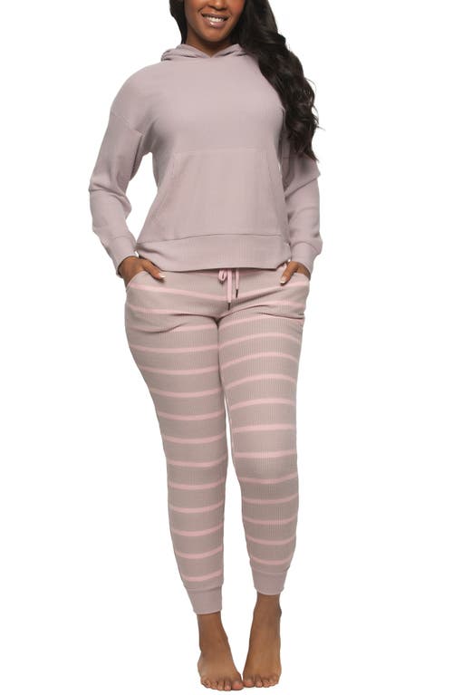 Felina Jolie Thermal Knit Hoodie Pajamas In Gray
