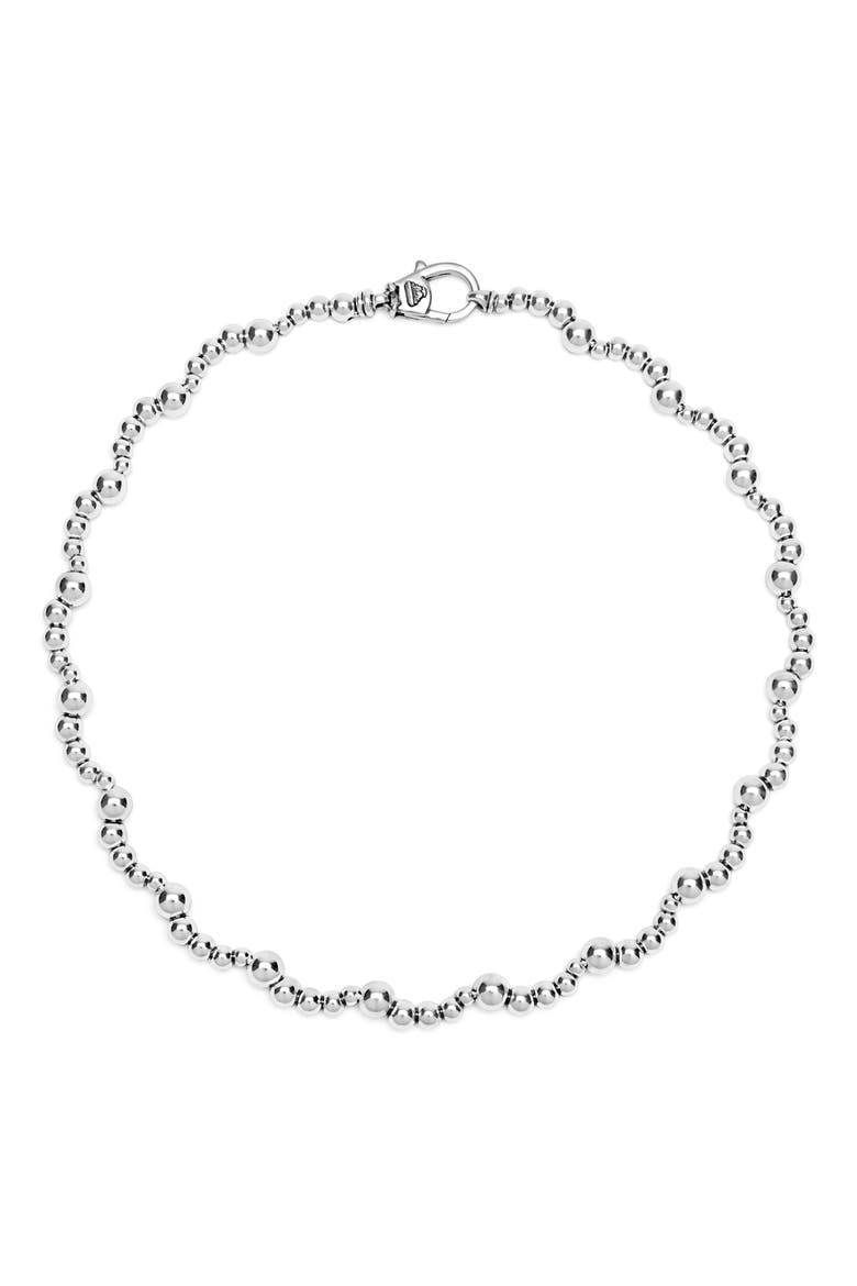 Caviar Bubbly Bead Wavy Collar Necklace, Alternate, color, STERLING SILVER