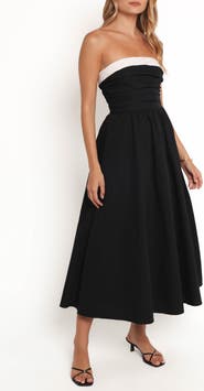 Petal & Pup Marias Strapless Cotton Midi Dress