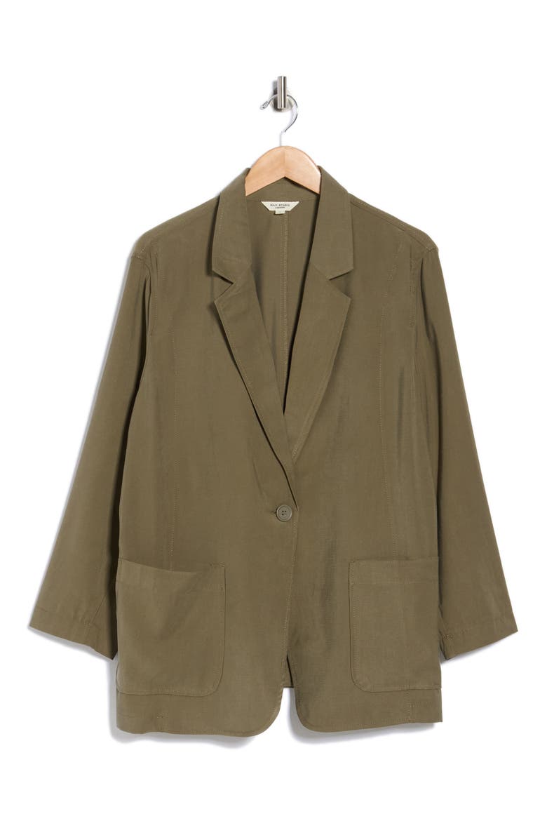 Oversize Brushed Twill Blazer, Alternate, color, SAGE