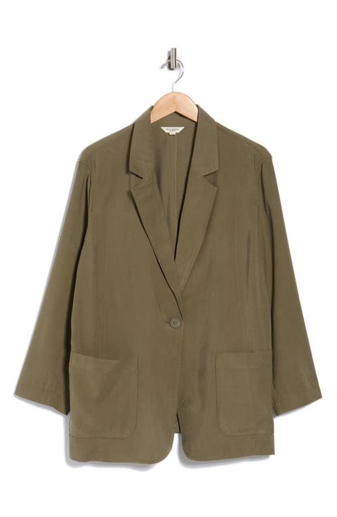 Oversize Brushed Twill Blazer (Plus)