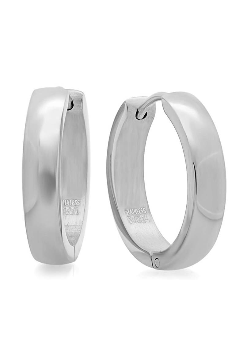 Brushed Huggie Hoop Earrings, Main, color, SILVER