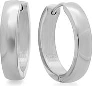 STEELTIME Brushed Huggie Hoop Earrings