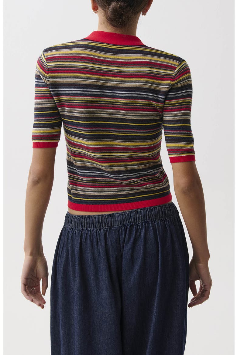 Ashlee Striped Cropped Polo, Alternate, color, NEGRONI STRIPE