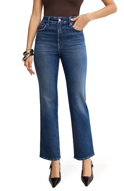 Good American Good Boy Step Hem High Waist Ankle Straight Leg Jeans In Blue