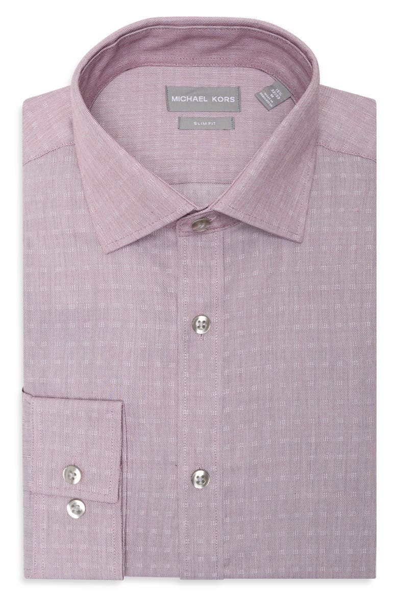 Slim Fit Cotton Oxford Dress Shirt, Alternate, color, MAROON