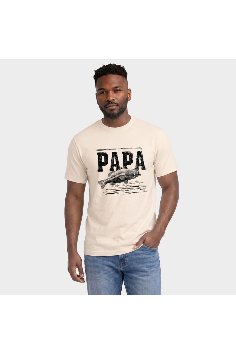 Papa Fishing Distressed Garment Dyed T-Shirt, Main, color, Ivory