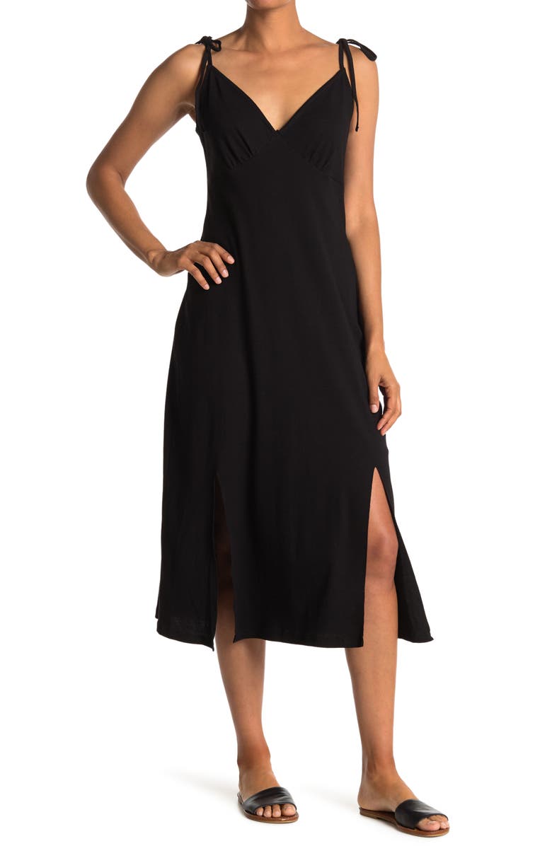 STITCHDROP Tie Shoulder Ribbed Maxi Dress, Main, color,