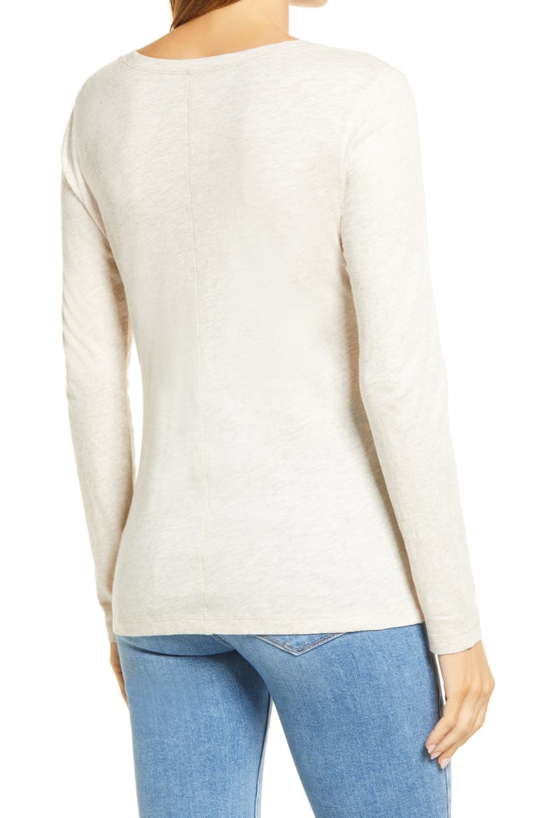 Long Sleeve Crewneck T-Shirt, Alternate, color, BEIGE OATMEAL LIGHT HEATHER