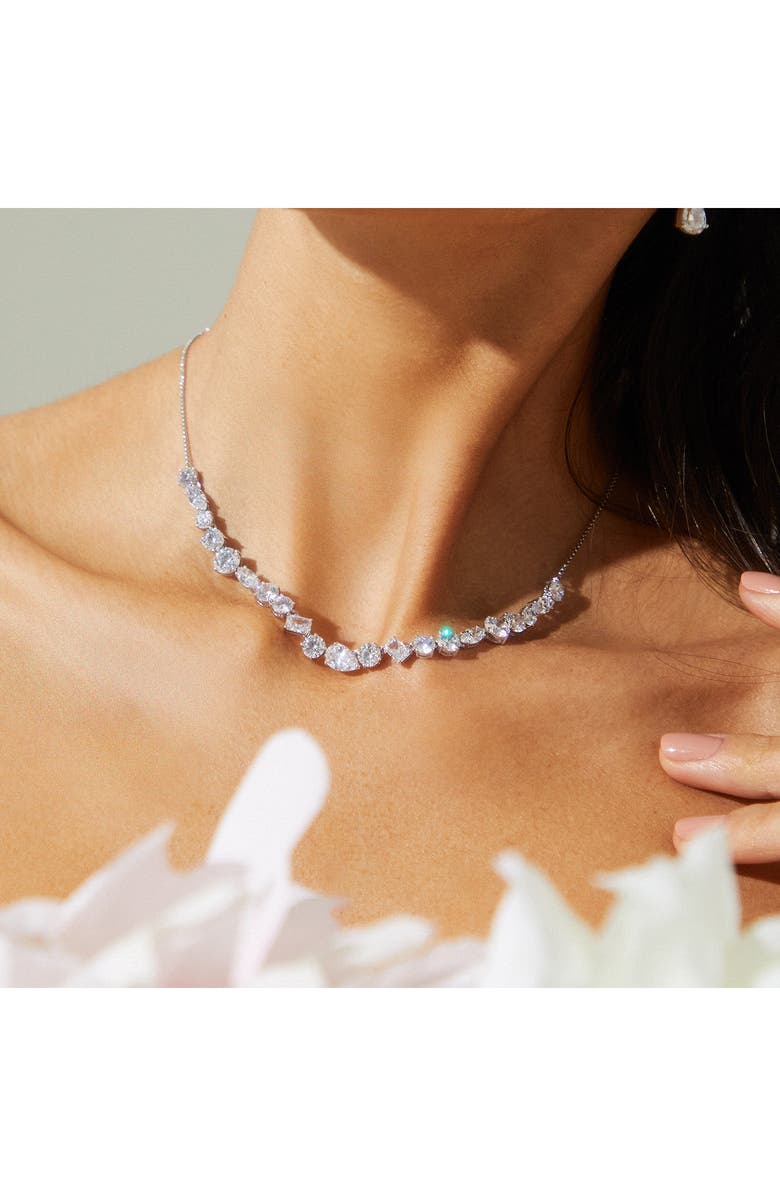 Nadri Large Cubic Zirconia Frontal Necklace, Alternate, color, Rhodium