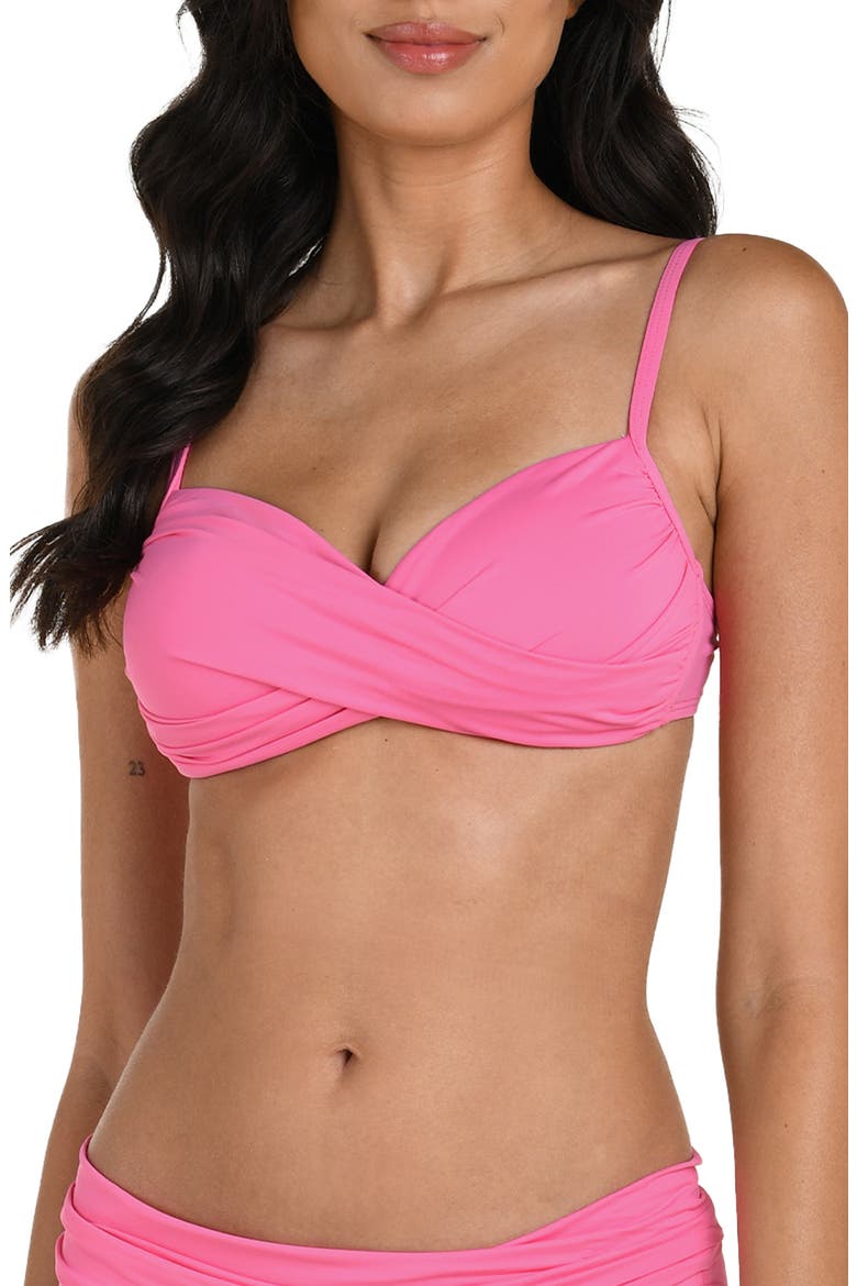 Island Goddess Wrap Bikini Top, Main, color, ROSE PINK