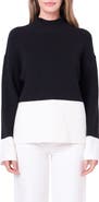 English Factory Colorblock Mock Neck Rib Sweater