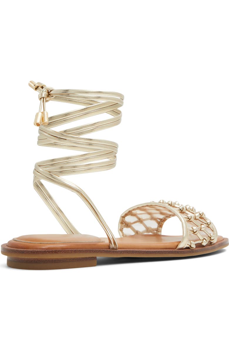 ALDO Seazen Ankle Wrap Sandal, Alternate, color, Gold