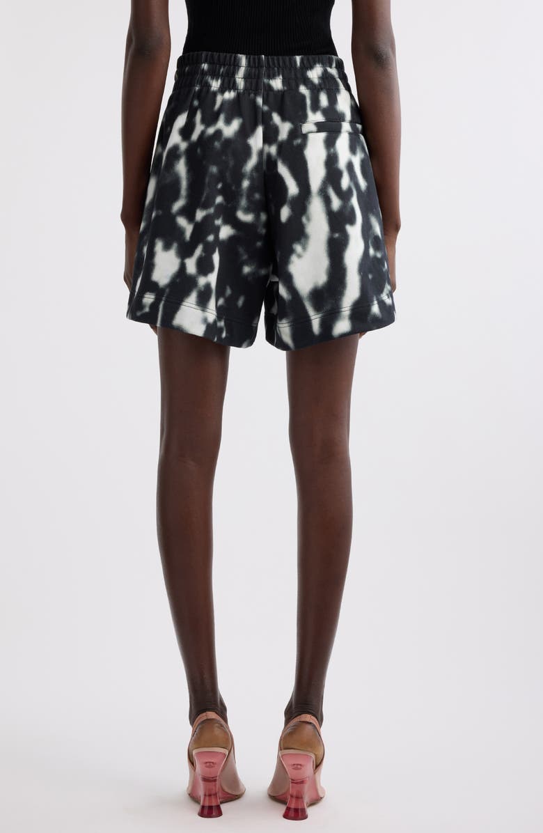 Dries Van Noten Hadio Orchid Spots Pleated Cotton Sweat Shorts, Alternate, color, Black