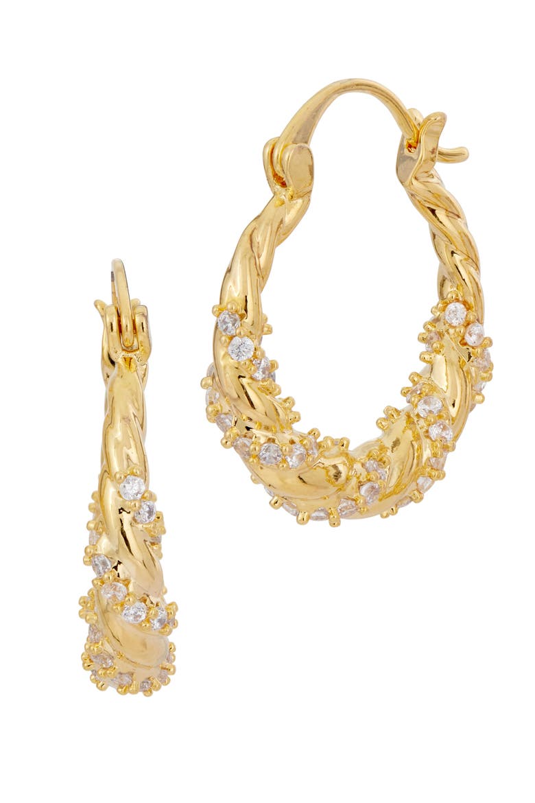 Crystal Embellished Hoop Earrings, Main, color, YELLOW