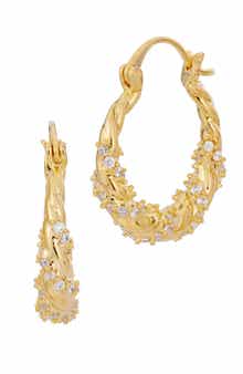SAVVY CIE JEWELS Crystal Embellished Hoop Earrings