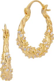SAVVY CIE JEWELS Crystal Embellished Hoop Earrings